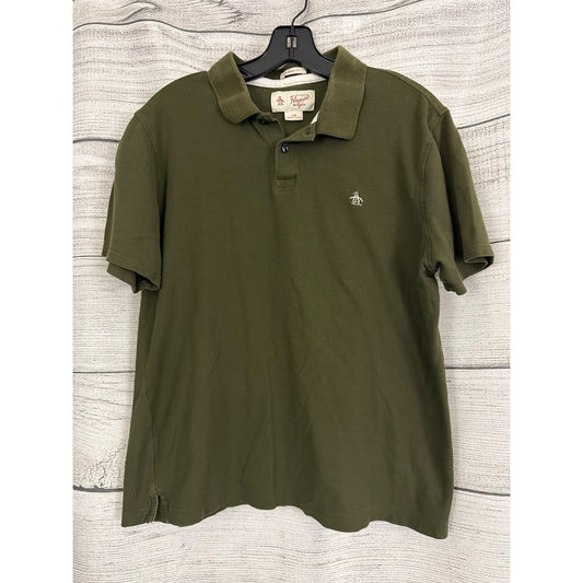 Mens Original Penguin Classic Fit Olive Green Polo Shirt Size L