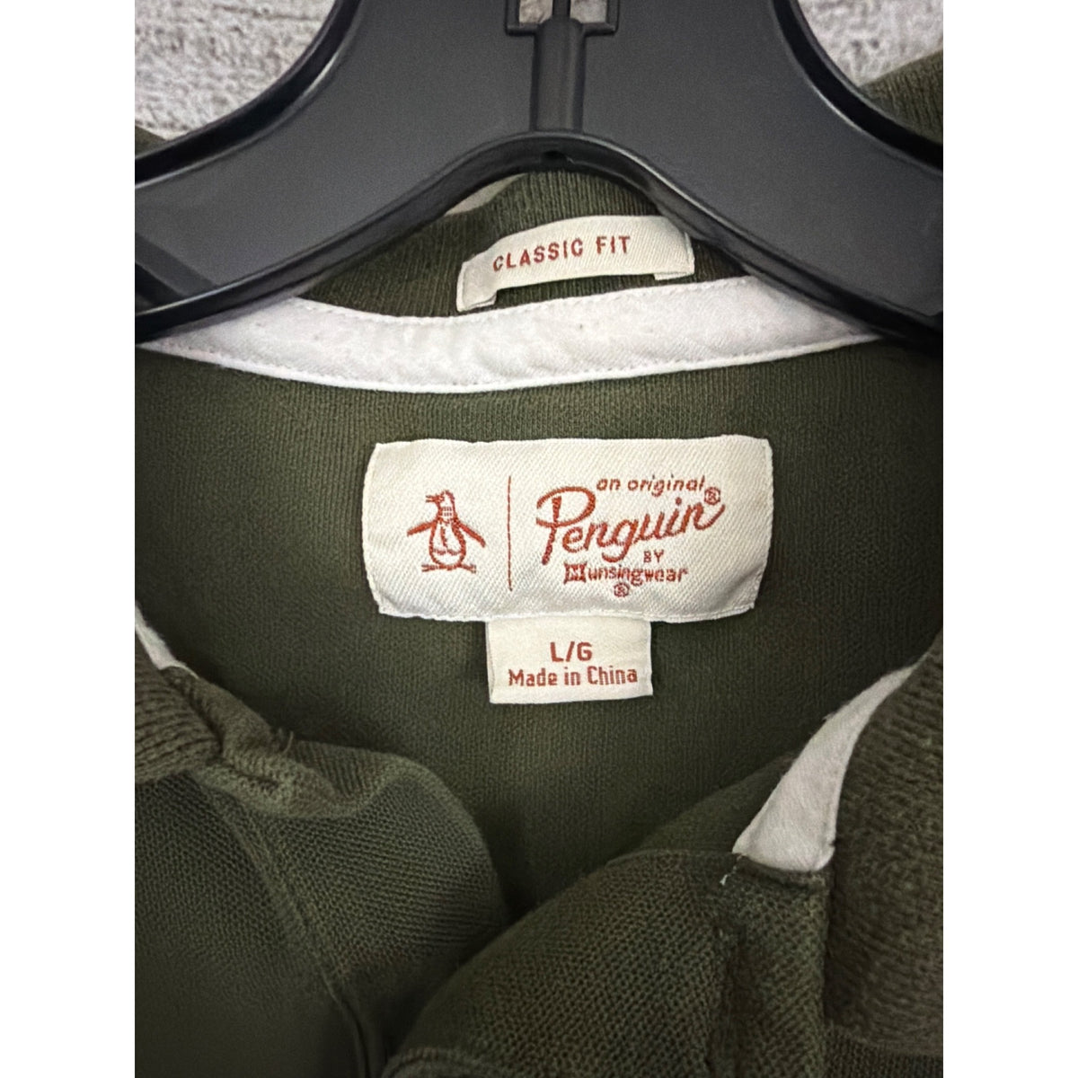 Mens Original Penguin Classic Fit Olive Green Polo Shirt Size L