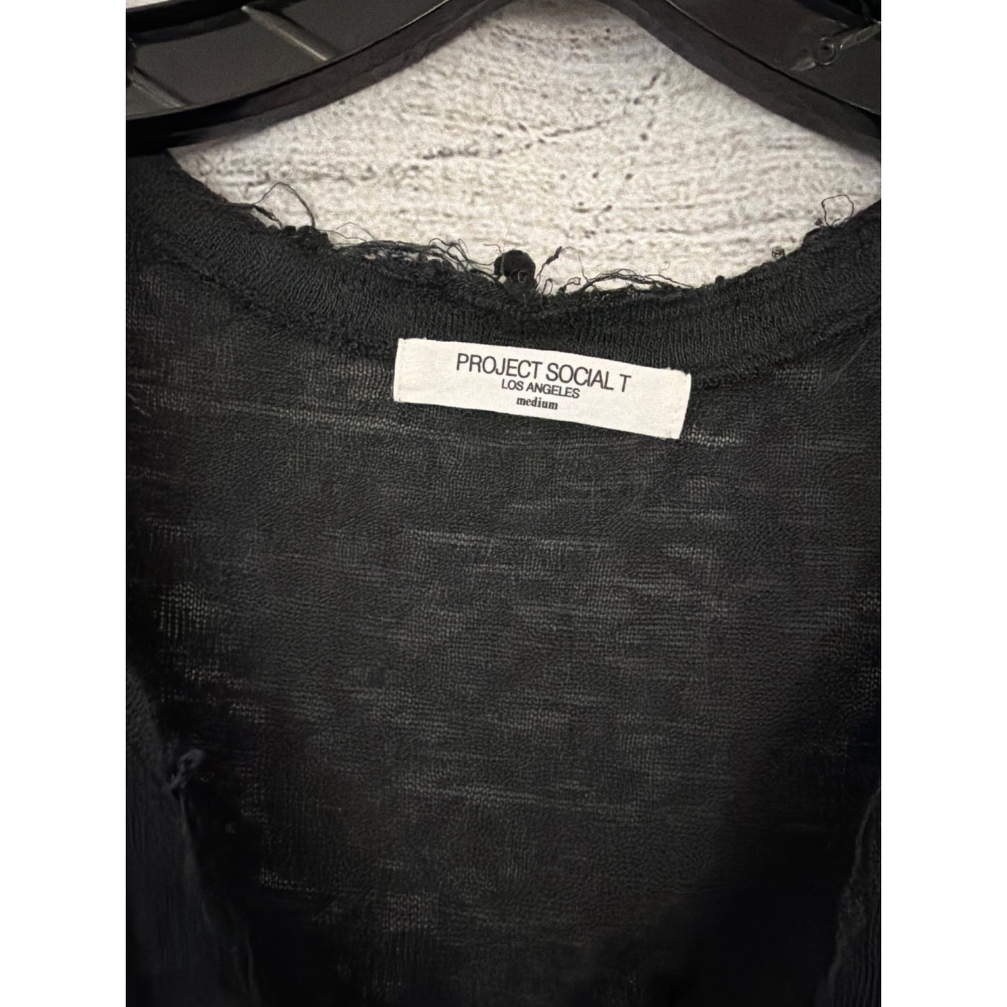 Project Social T Distressed Black Sleeveless Tank Top Size M