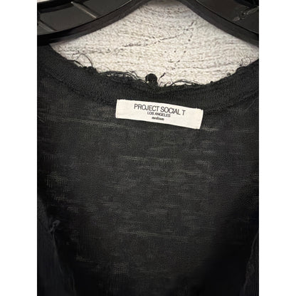 Project Social T Distressed Black Sleeveless Tank Top Size M