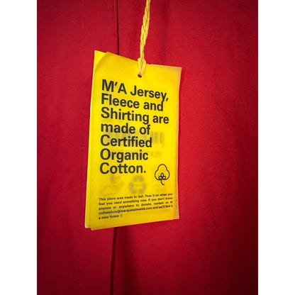 NWT Marques Almeida Organic Cotton Red Feather Hem Shirt Dress Size 8