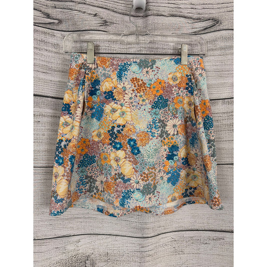 Altar'd State Retro Floral Pattern Elastic Waist Mini Skirt Size S