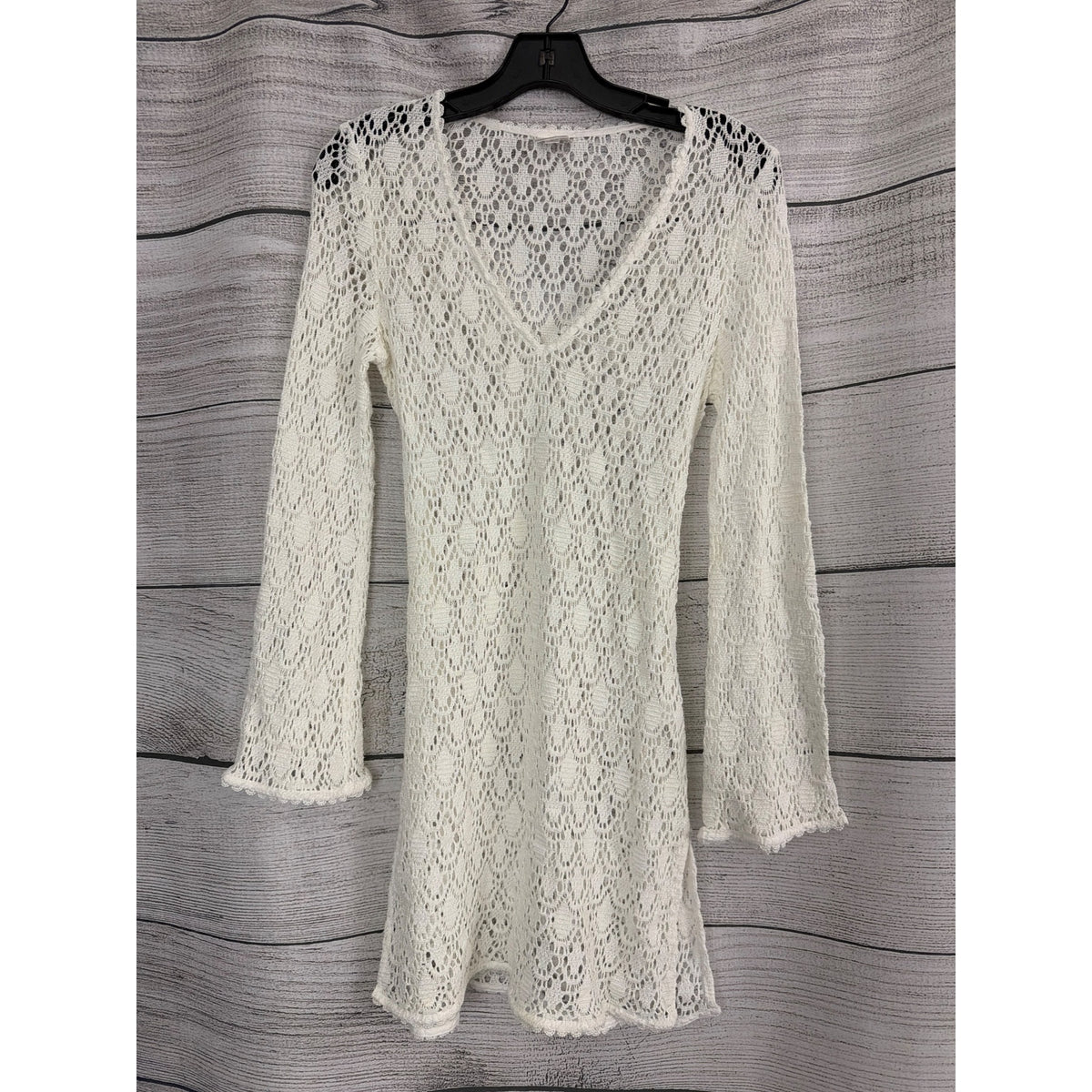 Milly Cabana Crochet Lace V-Neck Coverup With Tie Size 8