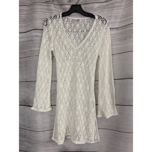 Milly Cabana Crochet Lace V-Neck Coverup With Tie Size 8