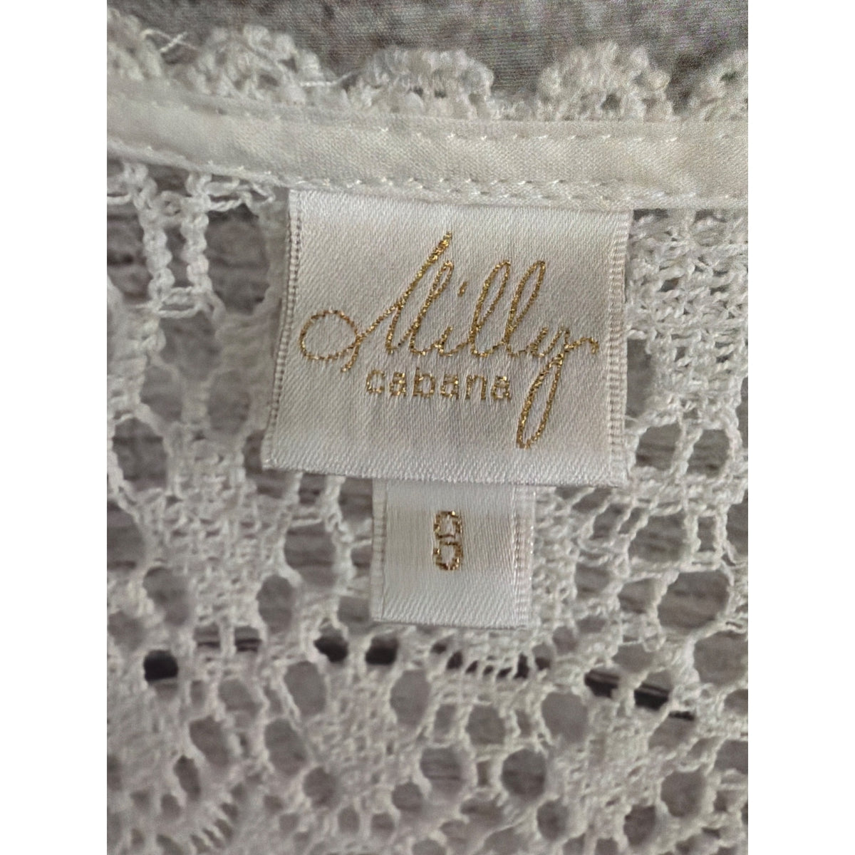 Milly Cabana Crochet Lace V-Neck Coverup With Tie Size 8