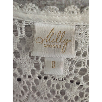 Milly Cabana Crochet Lace V-Neck Coverup With Tie Size 8