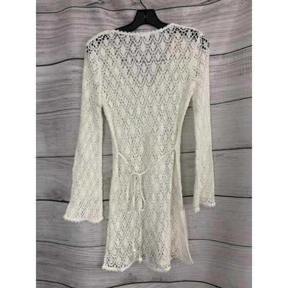 Milly Cabana Crochet Lace V-Neck Coverup With Tie Size 8