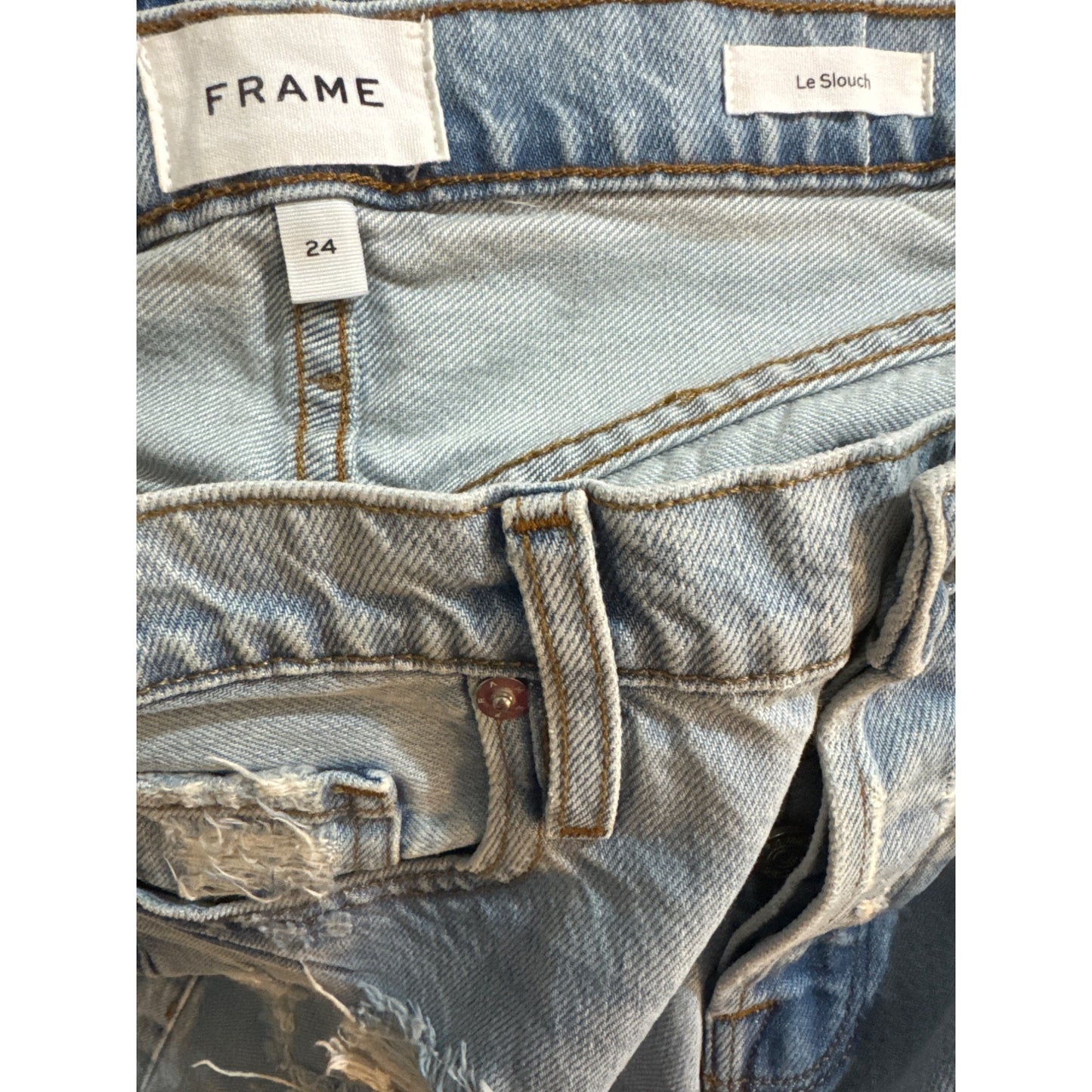 Frame Le Slouch Distressed Light Wash Jeans Size 24