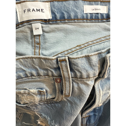 Frame Le Slouch Distressed Light Wash Jeans Size 24