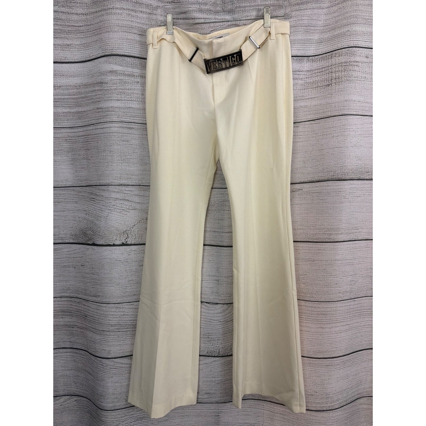 Vertigo Paris Cream Wide-Leg Pants W/ Logo Belt Size 10