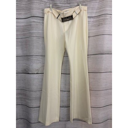 Vertigo Paris Cream Wide-Leg Pants W/ Logo Belt Size 10