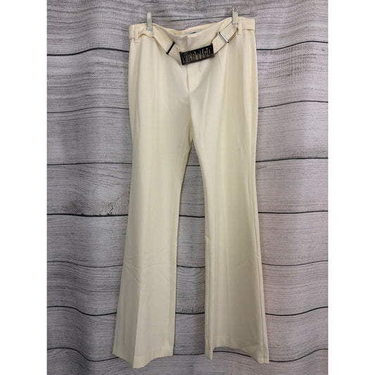 Vertigo Paris Cream Wide-Leg Pants W/ Logo Belt Size 10