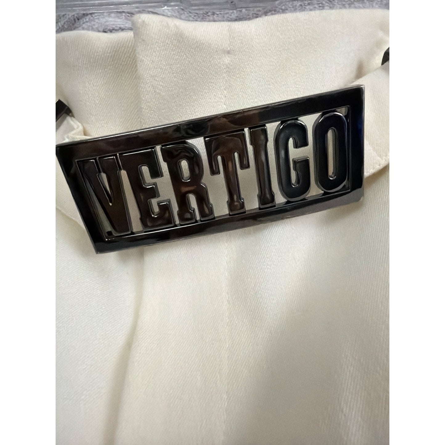 Vertigo Paris Cream Wide-Leg Pants W/ Logo Belt Size 10