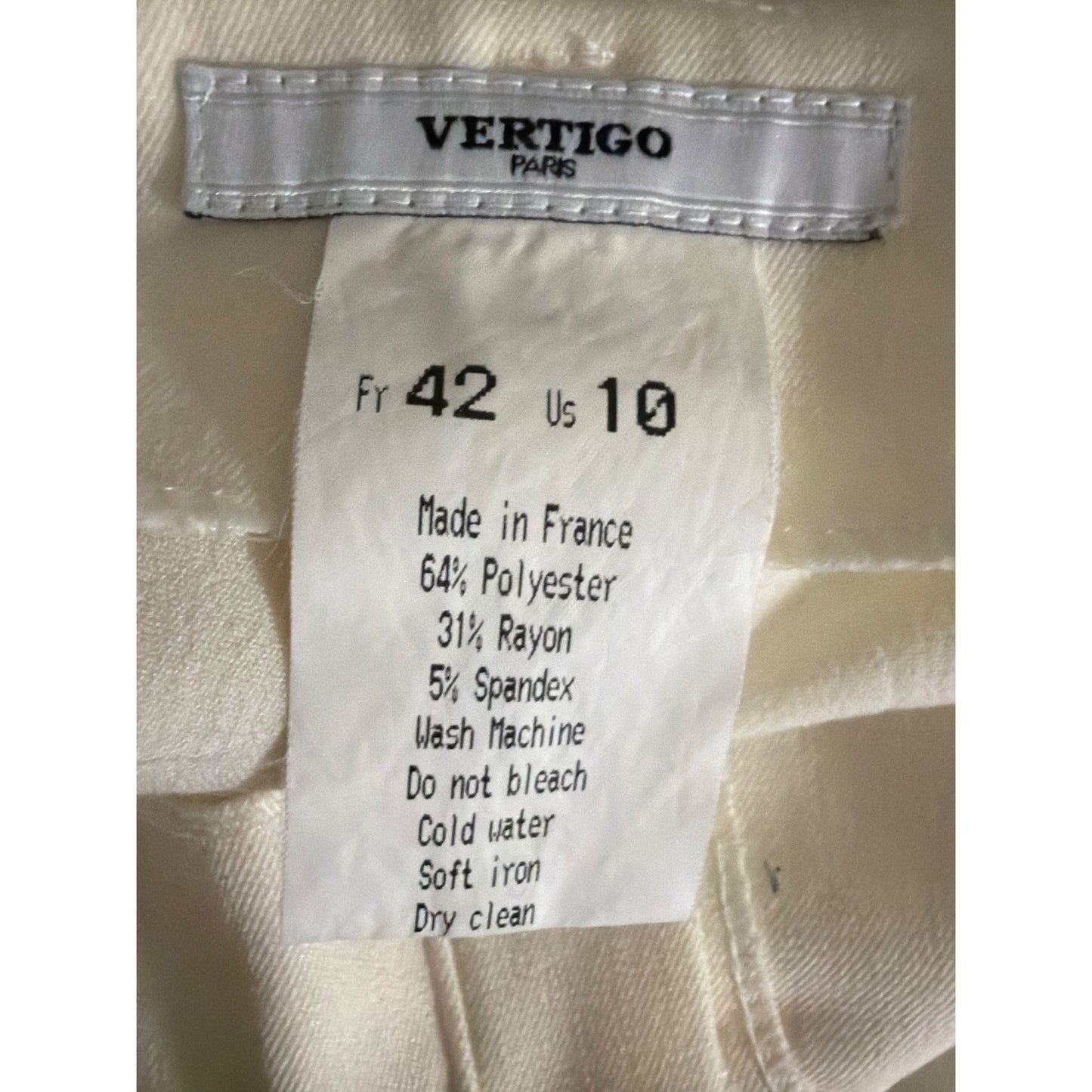 Vertigo Paris Cream Wide-Leg Pants W/ Logo Belt Size 10