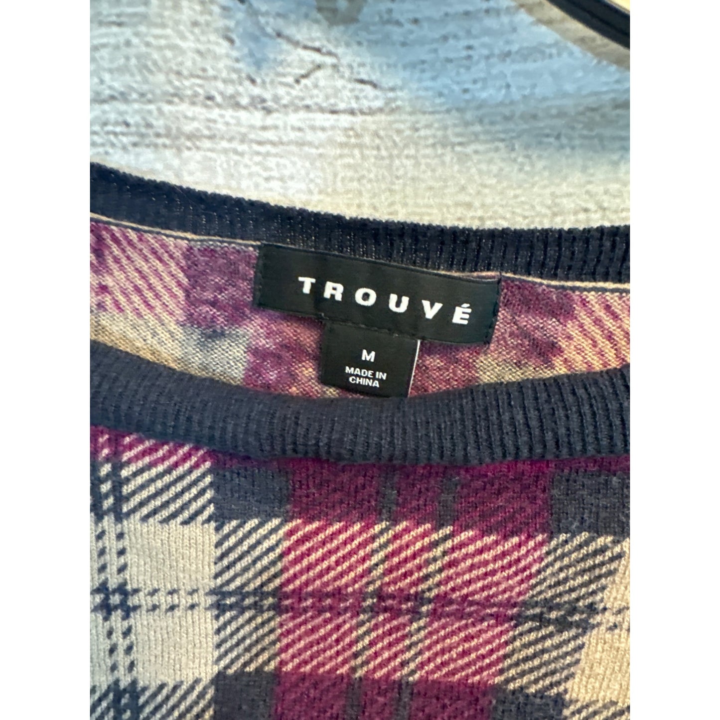 Trouvé Plaid Long-Sleeve Sweater Top Size M