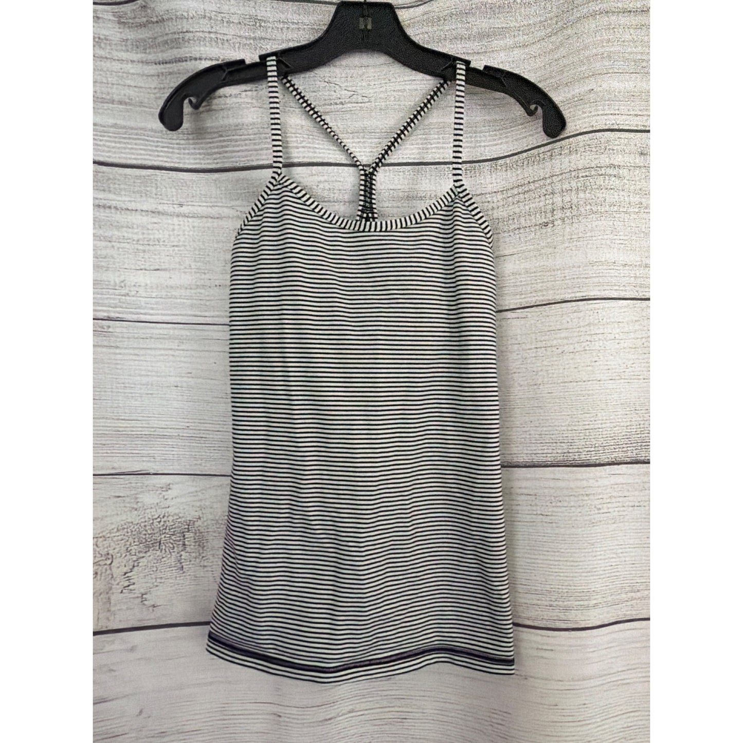 Lululemon Power Y Striped Black & White Racerback Tank Top Size 6