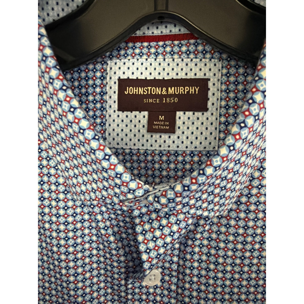 Mens Johnston & Murphy Long Sleeve Patterned Button-Up Shirt Size M