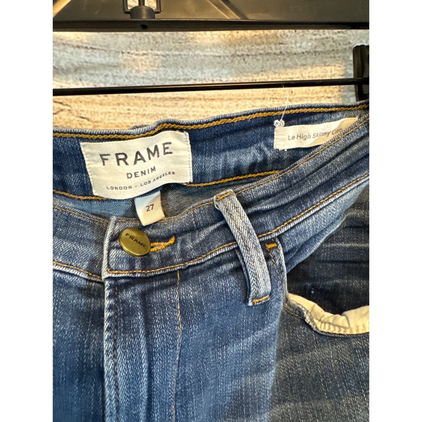 Frame Denim Le High Skinny Crop Jeans Distressed Raw Hem Size 27