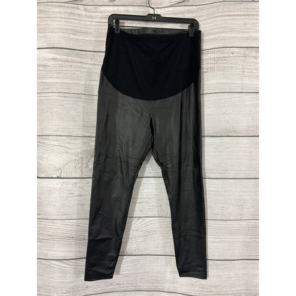 NWOT Maternity Pleather adjustable Leggings Size L