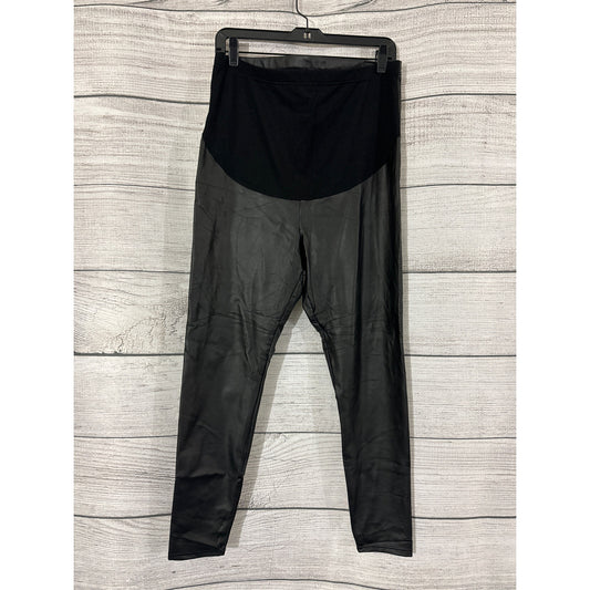 NWOT Maternity Pleather adjustable Leggings Size L