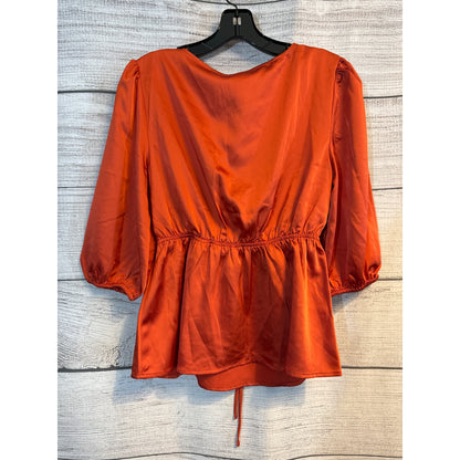 NWT Melrose & Market V-Neck Satin Peplum Blouse Size M