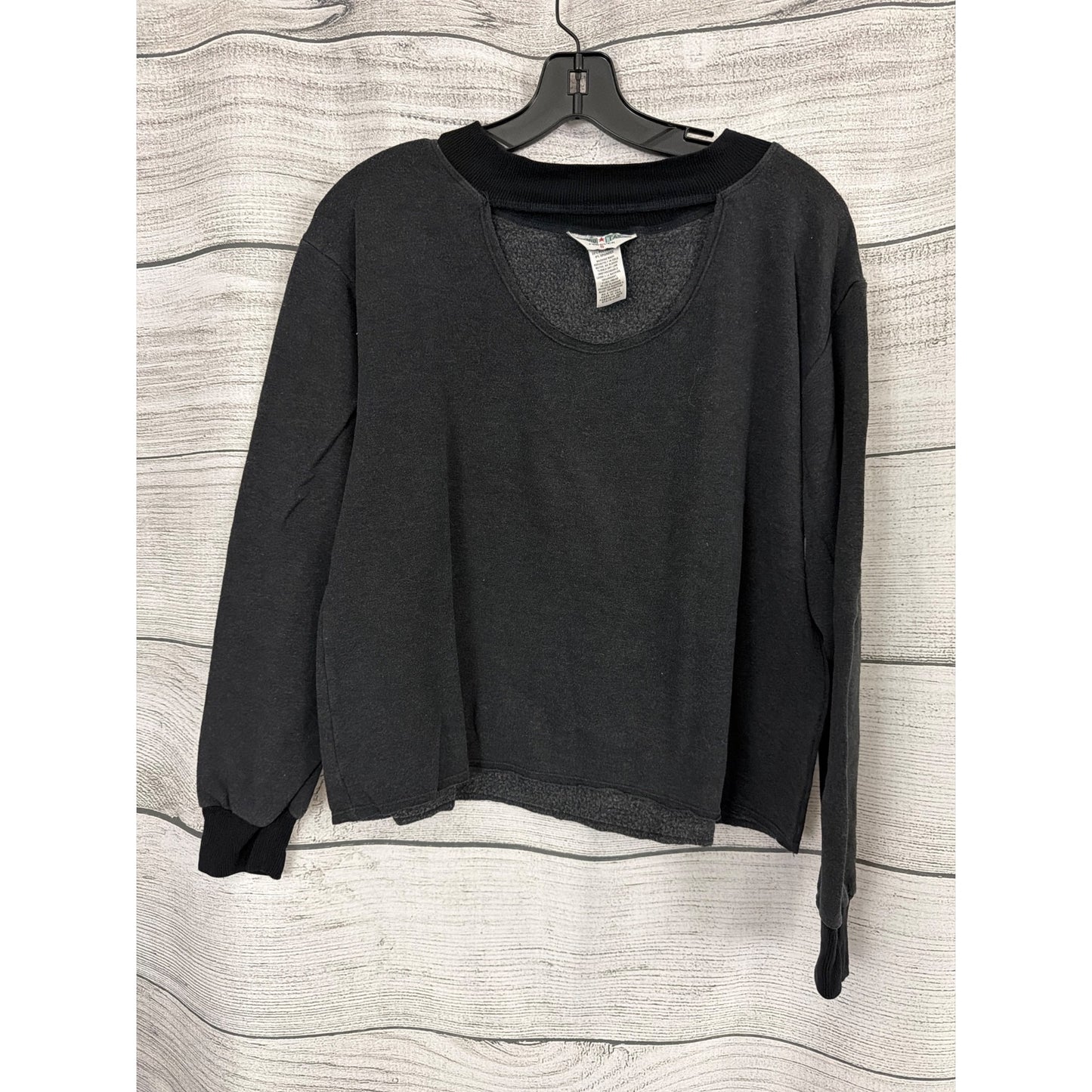 Hard Tail Keyhole Relaxed Fit Long Sleeve Pullover Sweatshirt Size S
