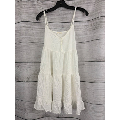 John Galt White Tiered Babydoll Dress Adjustable Straps Lightweight