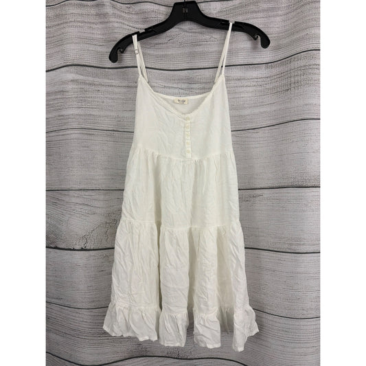 John Galt White Tiered Babydoll Dress Adjustable Straps Lightweight