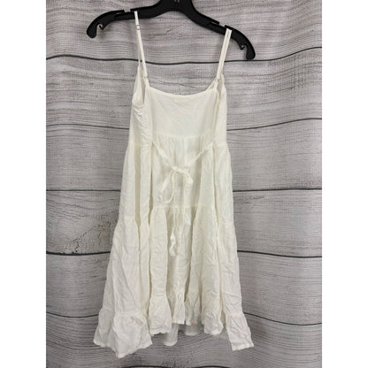 John Galt White Tiered Babydoll Dress Adjustable Straps Lightweight