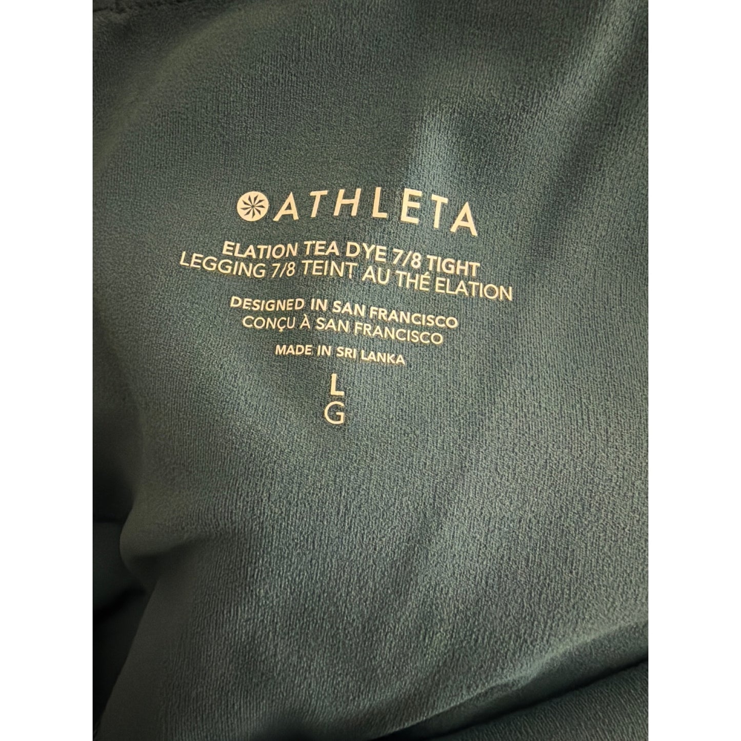 NWOT Athleta Elation Tea Dye 7/8 Tight Legging Size L