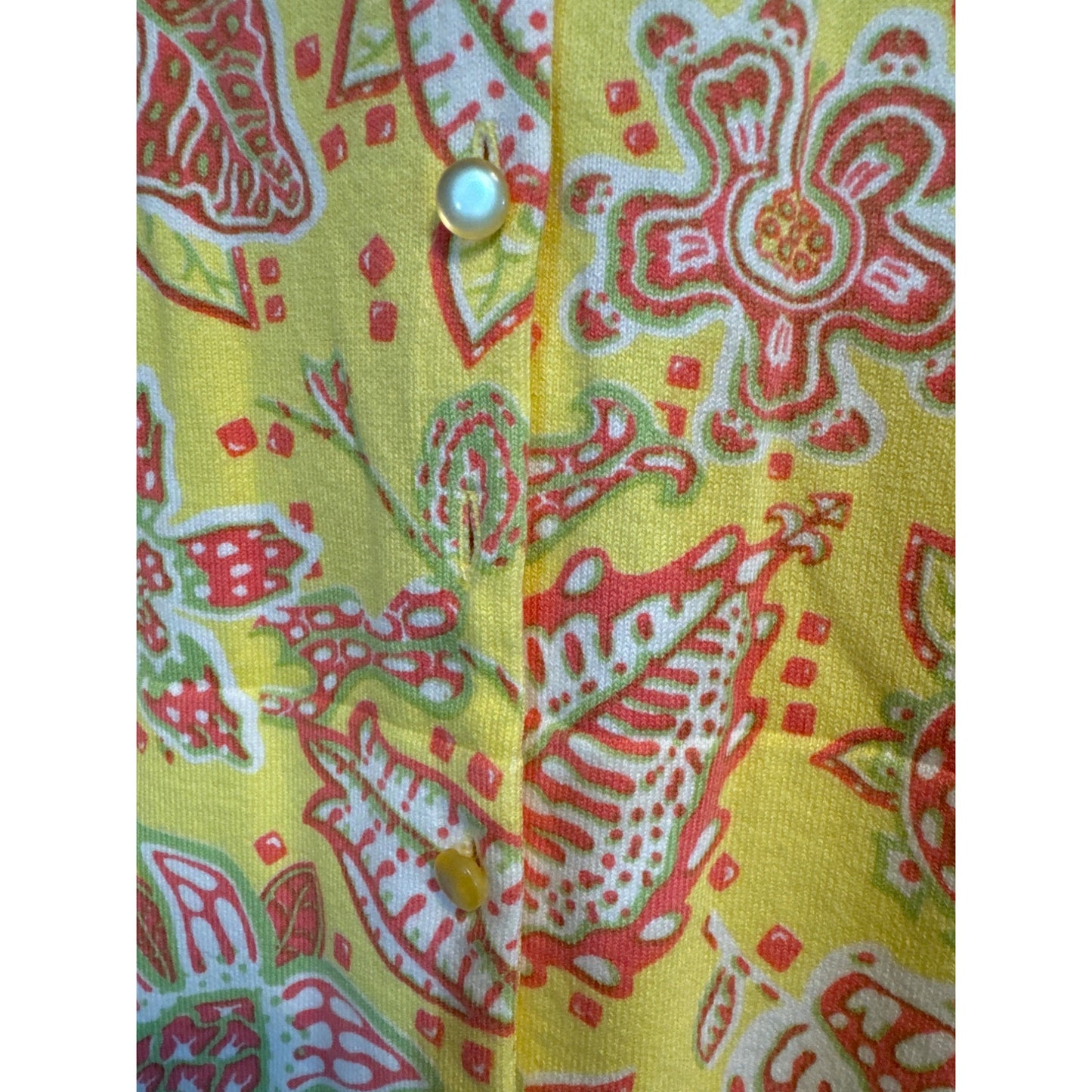 Lilly & Van Long Sleeve Yellow Floral Cardigan Sweater M