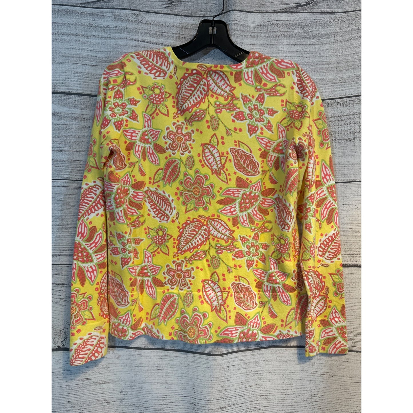 Lilly & Van Long Sleeve Yellow Floral Cardigan Sweater M