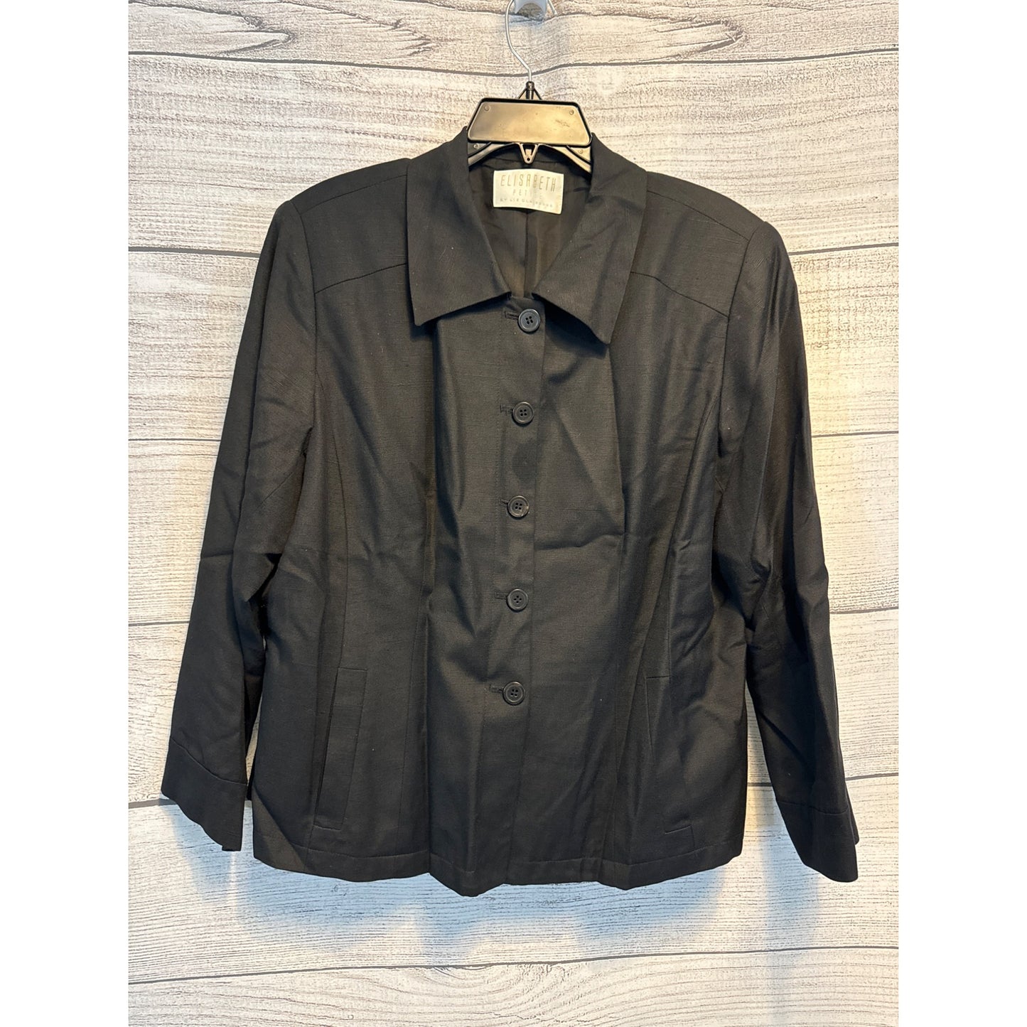 Elisabeth By Liz Claiborne Black Button-Down Blazer Size 14P