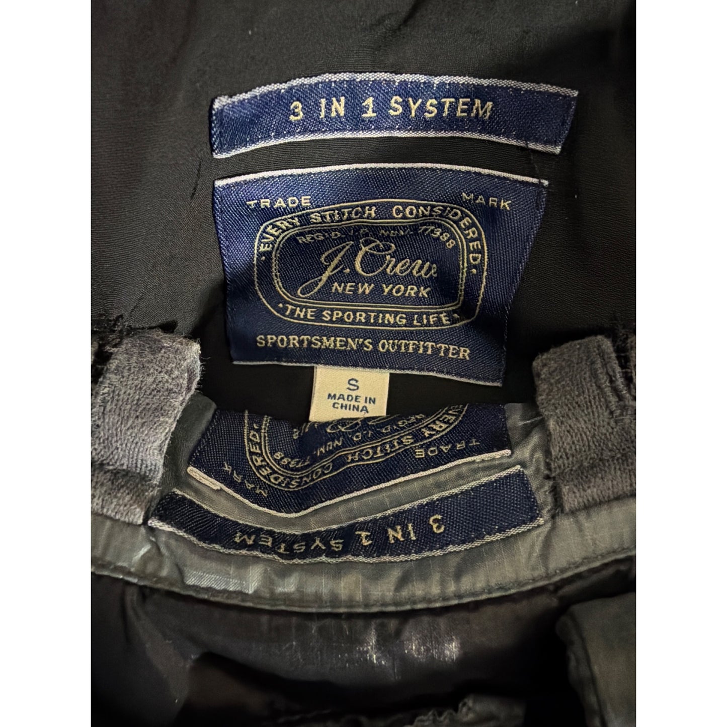 Mens J. Crew Black 3-In-1 System Jacket With Hood Size S