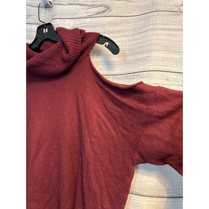 1.State Burgundy Cold Shoulder Turtleneck Sweater Size L