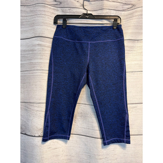 Zella Blue Heathered Mid-Rise Cropped Leggings Size M