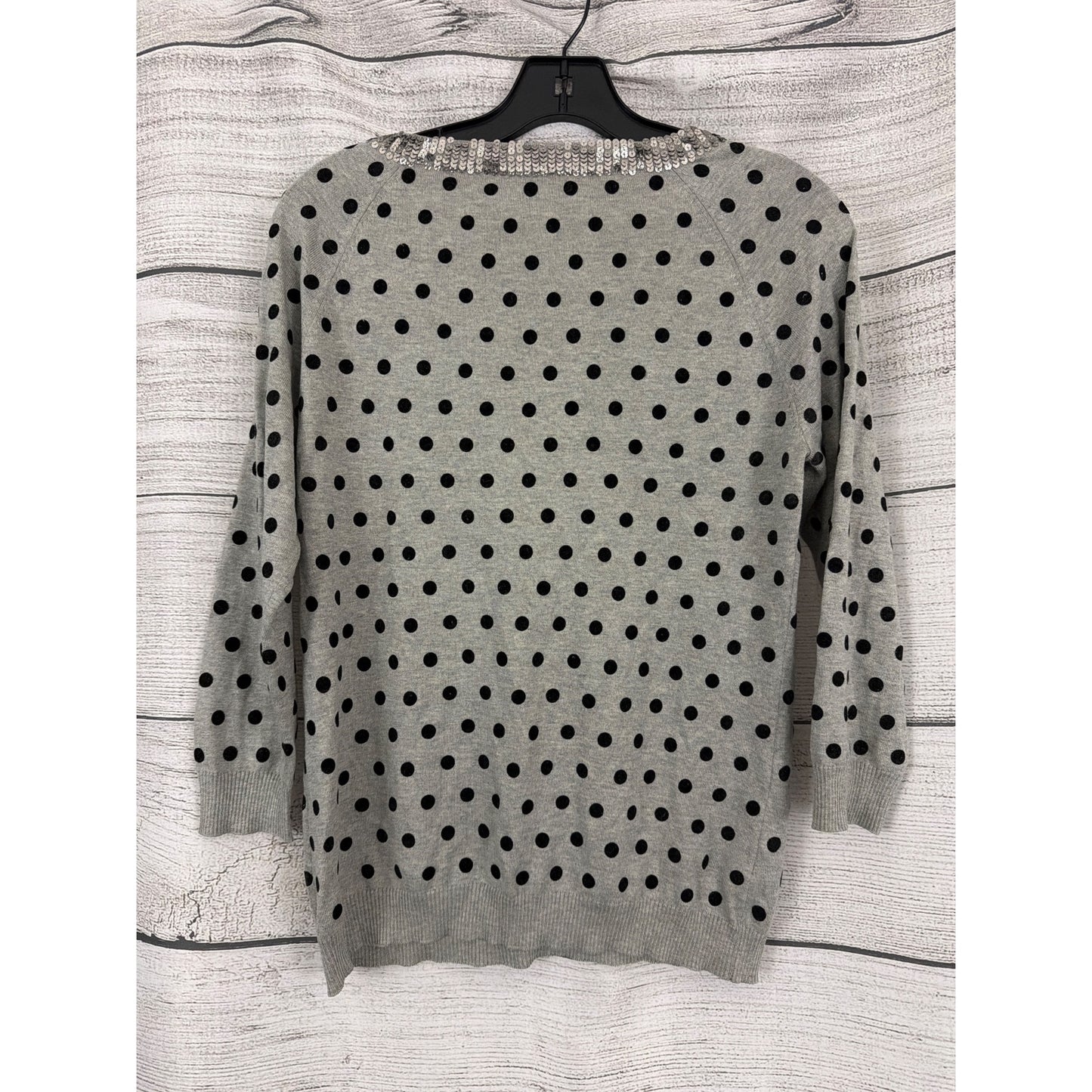 Weekend MaxMara Gray Black Polka Dot Sequin Neck Knit Sweater Size M