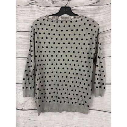 Weekend MaxMara Gray Black Polka Dot Sequin Neck Knit Sweater Size M