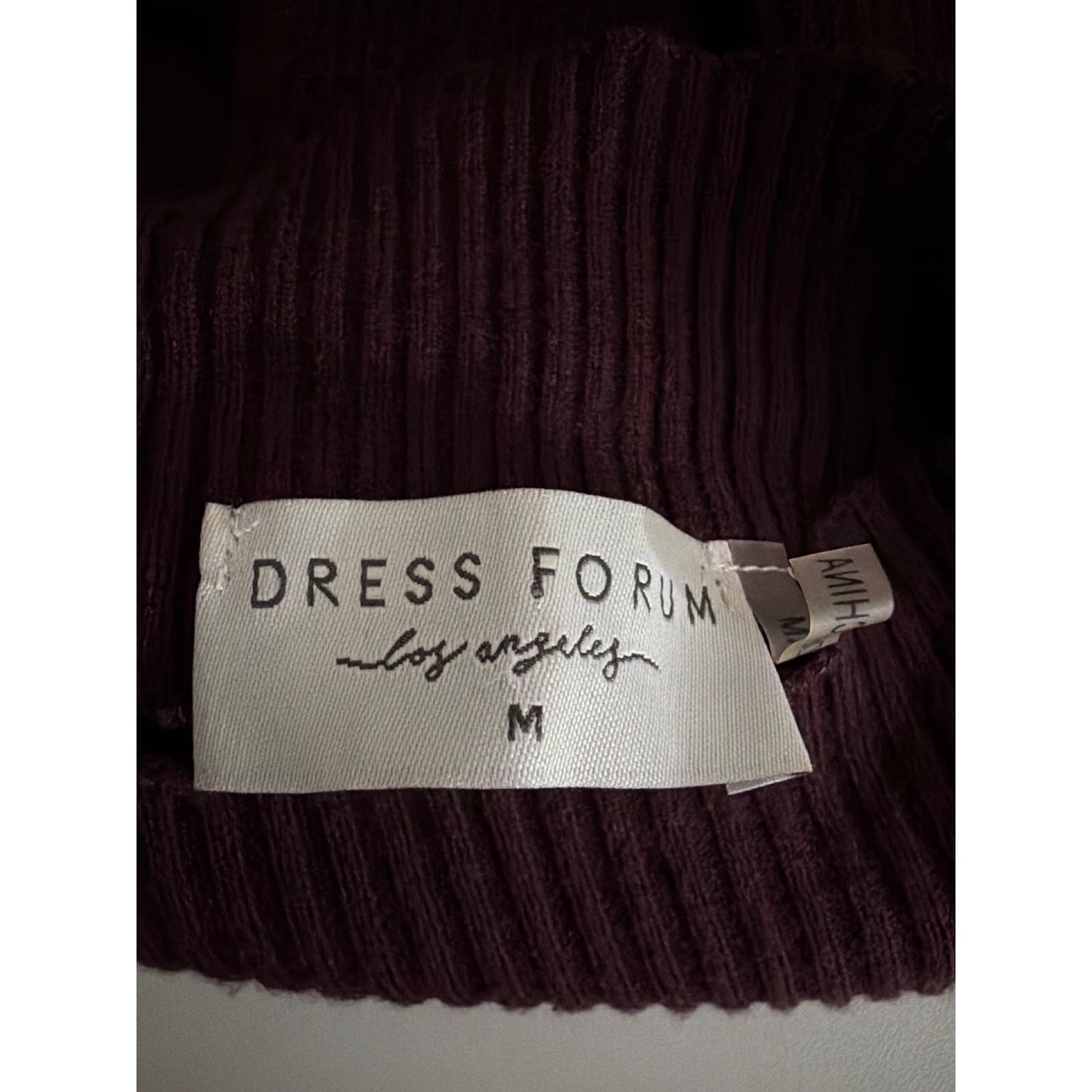 Dress Forum Los Angeles Ribbed Mock Neck Knit Top In Burgundy Size M