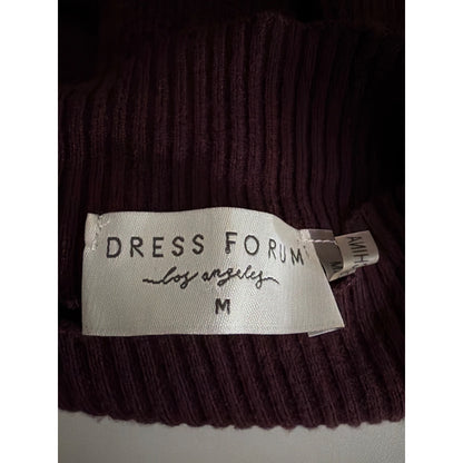 Dress Forum Los Angeles Ribbed Mock Neck Knit Top In Burgundy Size M