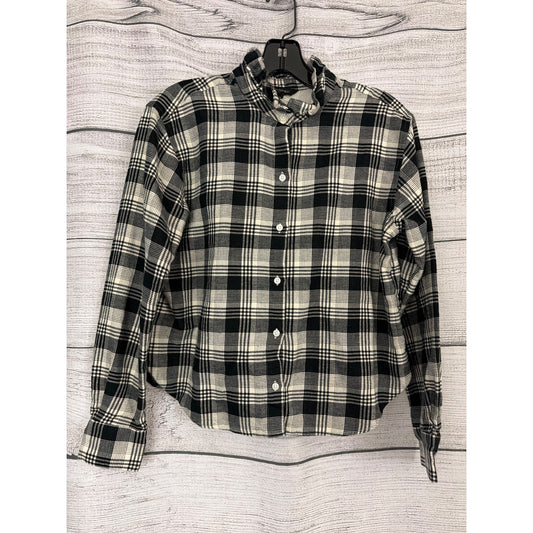 Banana Republic Ruffle Neck Flannel Shirt Size XS