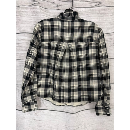 Banana Republic Ruffle Neck Flannel Shirt Size XS