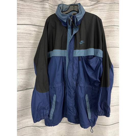 Mens Vintage Nike ACG Blue & Black Colorblock Hooded Jacket Size XL