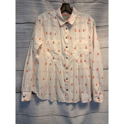 Anthropologie Maeve Miette Teepee Embroidered Button-down Shirt Size 10