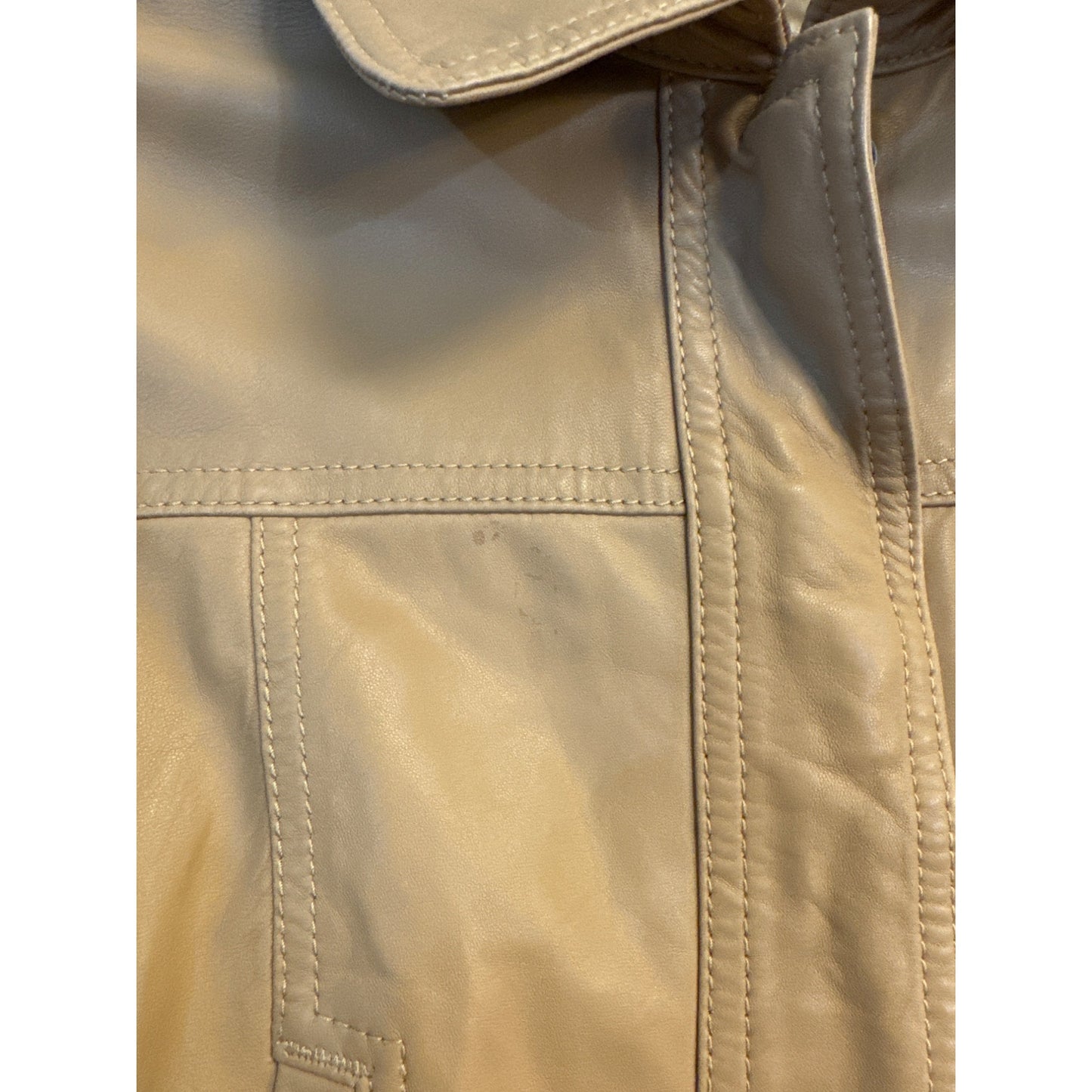 Catherine Maladrino Camel Leather Bomber Jacket