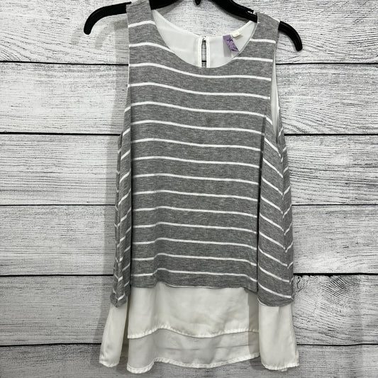 Alya Gray & White Striped Layered Sleeveless Top Size M