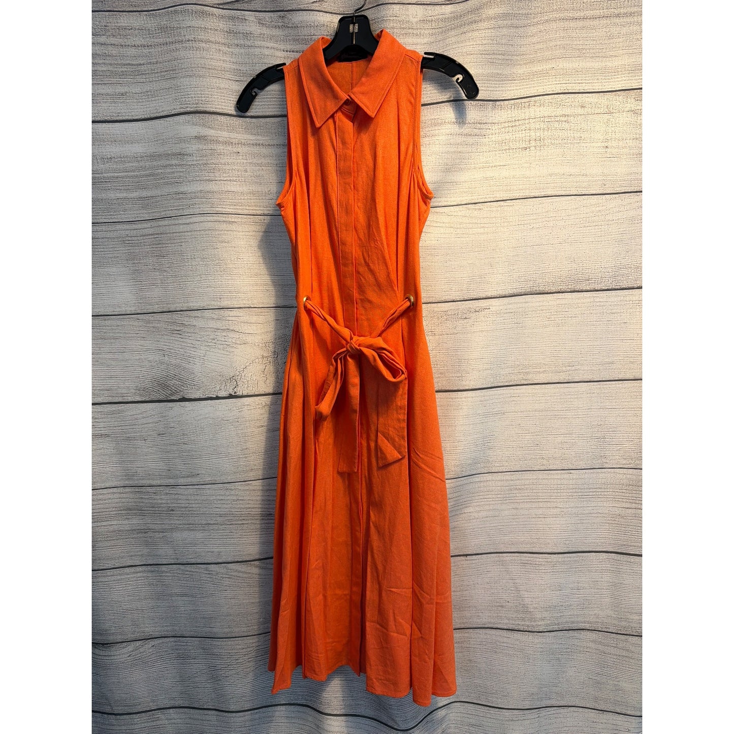 NWT Donna Karan Linen Blend Sleeveless Midi Shirt Dress Size 4