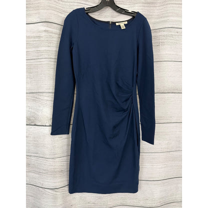 Kenneth Cole Navy Long Sleeve Ruched Bodycon Dress With Back Zipper Size 6