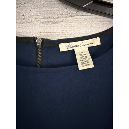 Kenneth Cole Navy Long Sleeve Ruched Bodycon Dress With Back Zipper Size 6