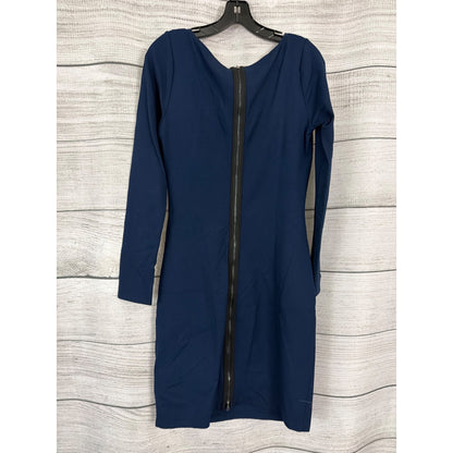 Kenneth Cole Navy Long Sleeve Ruched Bodycon Dress With Back Zipper Size 6